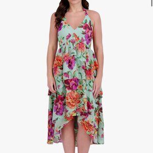 ✨ NWT Floral Tiered High-Low Maxi Dress | Mint Green Ruffle Halter Wedding Guest